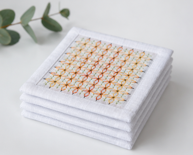 Coaster Embroidery Kit - Set of 4